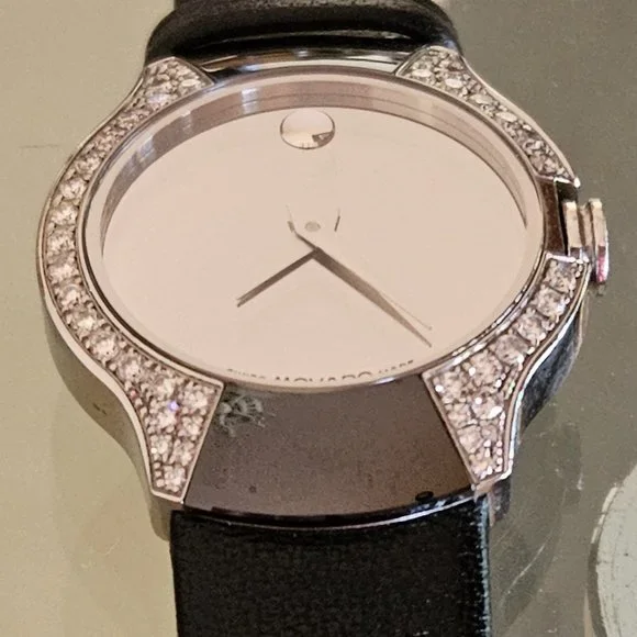 Exquisite, RARE Movado Allia, mirror face with .45 carat diamonds